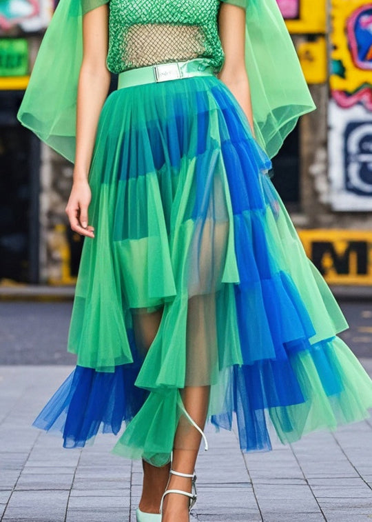 Women Colorblock Exra Large Hem Tulle Beach Skirts Summer