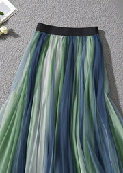 Women Colorblock Exra Large Hem Tulle Pleated Skirt Fall