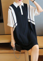 Women Colorblock Oversized Patchwork Cotton Mid Dress Summer