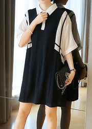 Women Colorblock Oversized Patchwork Cotton Mid Dress Summer