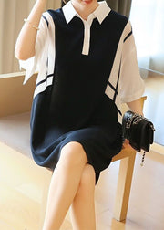 Women Colorblock Oversized Patchwork Cotton Mid Dress Summer