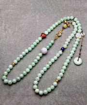 Women Cyan Jade Turquoise Agate Beading Tassel Sweater Lariat Necklace