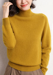 Women Dark Camel Turtleneck Solid Cashmer Sweaters Winter