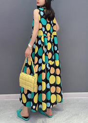 Women Dot Print Patchwork Maxi Dress Summer