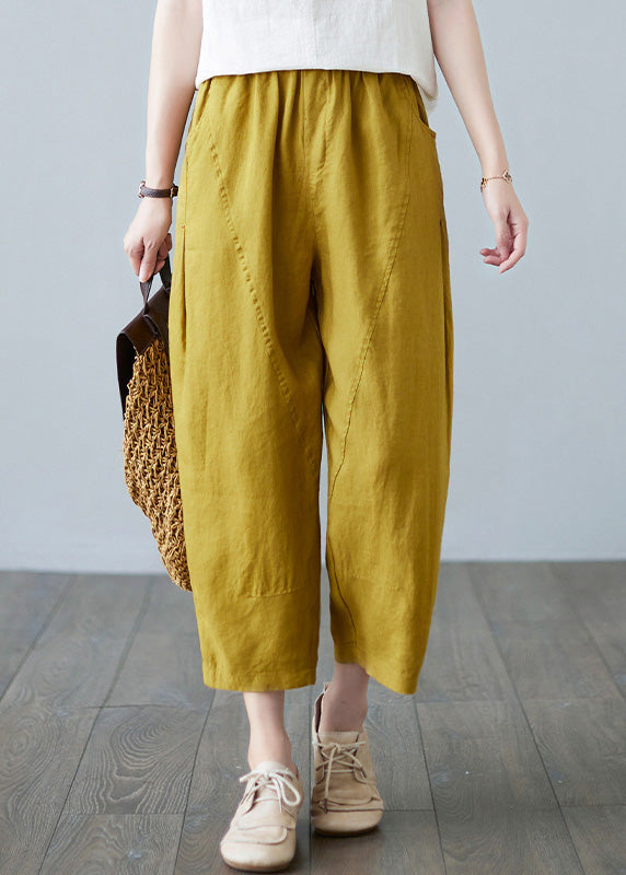 Women Ginger Patchwork Solid Crop Pants Summer