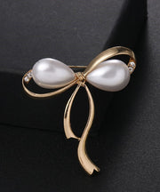 Women Gold Alloy Zircon Pearl Brooch