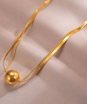 Women Gold Stainless Steel Ball Pendant Necklace