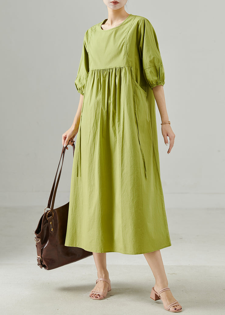 Women Grass Green Oversized Cotton Holiday Dresses Summer