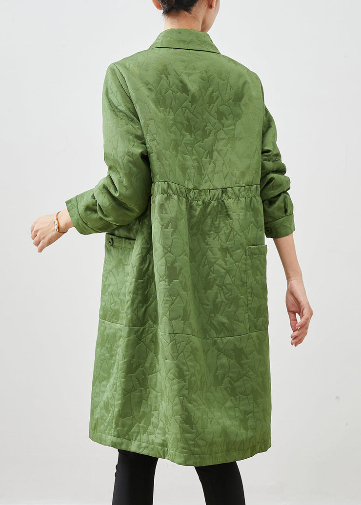 Women Grass Green Oversized Patchwork Fine Cotton Filled Coats Winter