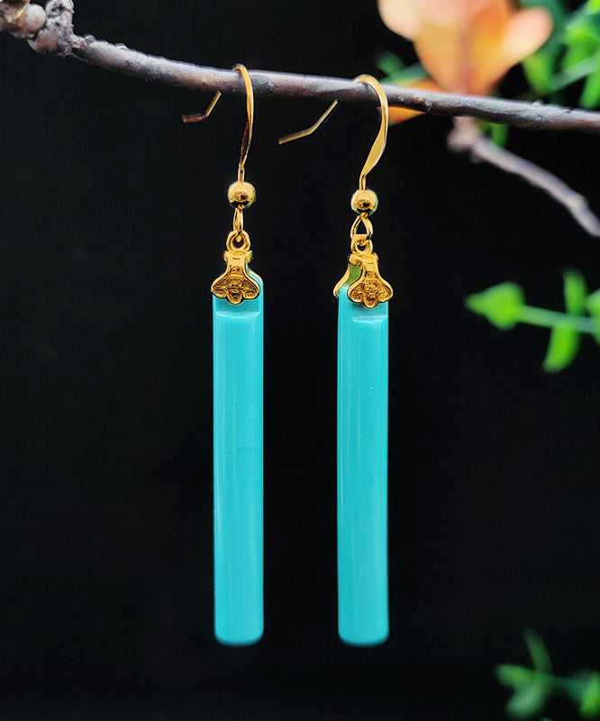 Women Green 14K Gold Turquoise Drop Earrings