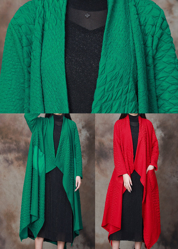 Women Green Asymmetrical Patchwork Cotton Cardigan Spring