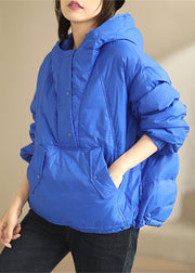 Women Green Hooded Button Patchwork Duck Down Coat Winter