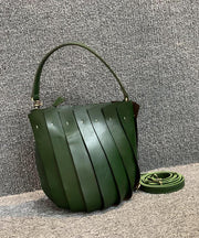 Women Green Patchwork Calf Leather Messenger Bag