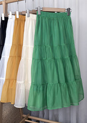 Women Green Patchwork High Waist Tulle A Line Skirts Summer