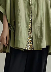 Women Green Print Button T Shirts Bracelet Sleeve