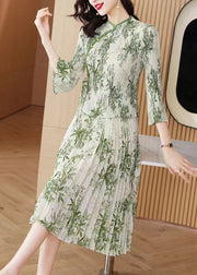 Women Green Print Chiffon Vacation Dresses Summer