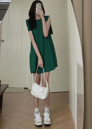 Women Green Slim Fit Original Design Cotton Mid Dress Sleeveless