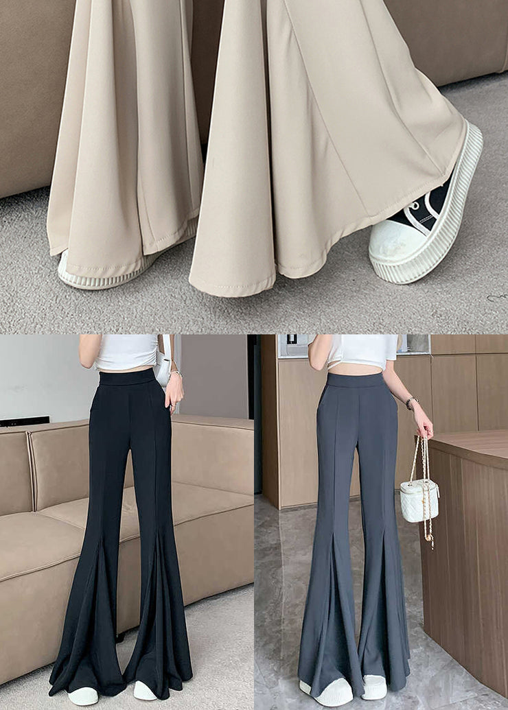 Women Grey Draping Spandex Flared Trousers Spring