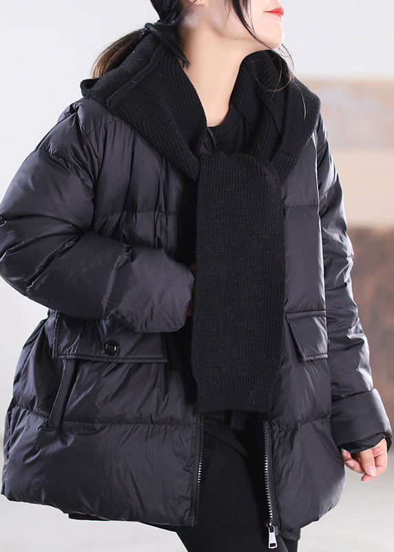 Women Grey Green Zippered Patchwork Removable Hooded Duck Down Down Coats Winter