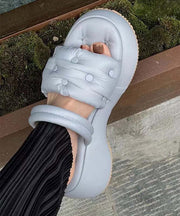 Women Grey Sandals Rivet Splicing Platform Slide Sandals