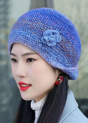 Women Handmade Peacock Blue Woolen Knit Bonnie Hat