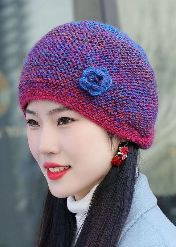 Women Handmade Peacock Blue Woolen Knit Bonnie Hat