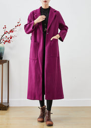 Women Lavender Oversized Woolen Coats Fall