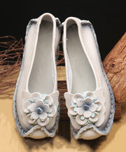 Women Light Grey Flower Splicing Flat Shoes