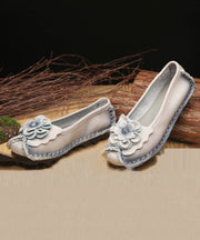 Women Light Grey Flower Splicing Flat Shoes