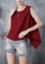 Women Mulberry Asymmetrical Cotton Beach Vest Sleeveless