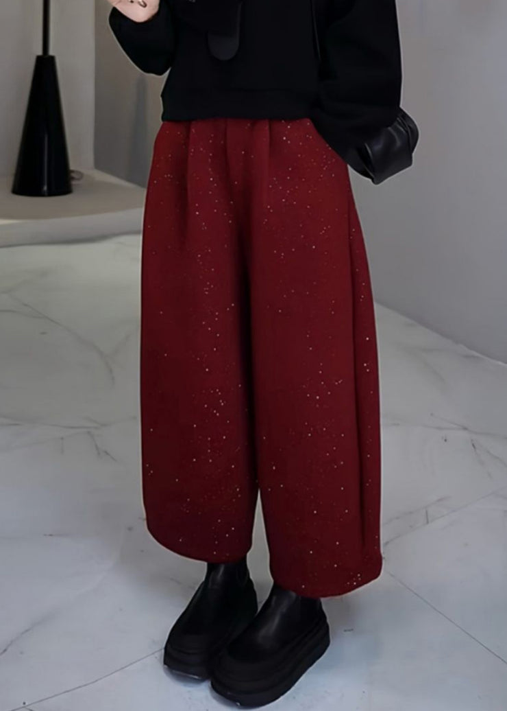 Women Mulberry Sequins Woolen Pants Spring