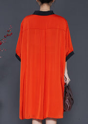 Women Orange Oversized Wrinkled Chiffon Two Pieces Set Summer