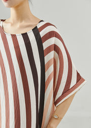 Women Oversized Striped Cotton Beach Dress Summer