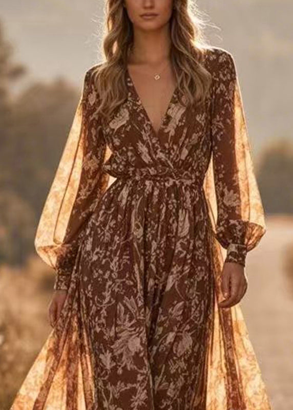 Women Patchwork Tunic Chiffon Maxi Holiday Dress Spring