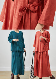 Women Peacock Blue Oversized Linen Two Pieces Set Spring