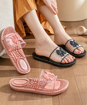 Women Pink Comfy Slippers Shoes Peep Toe
