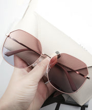 Women Pink Large Frame Gradient Round Face Sunglasses