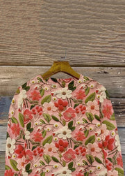 Women Pink O Neck Floral Knitting Cotton Sweaters Spring