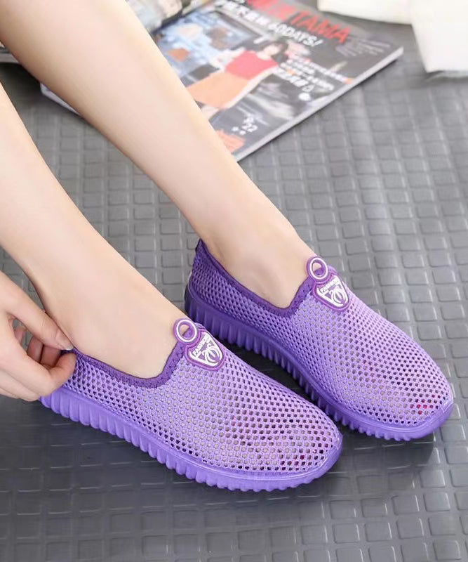 Women Purple Breathable Mesh Walking Sandals Hollow Out