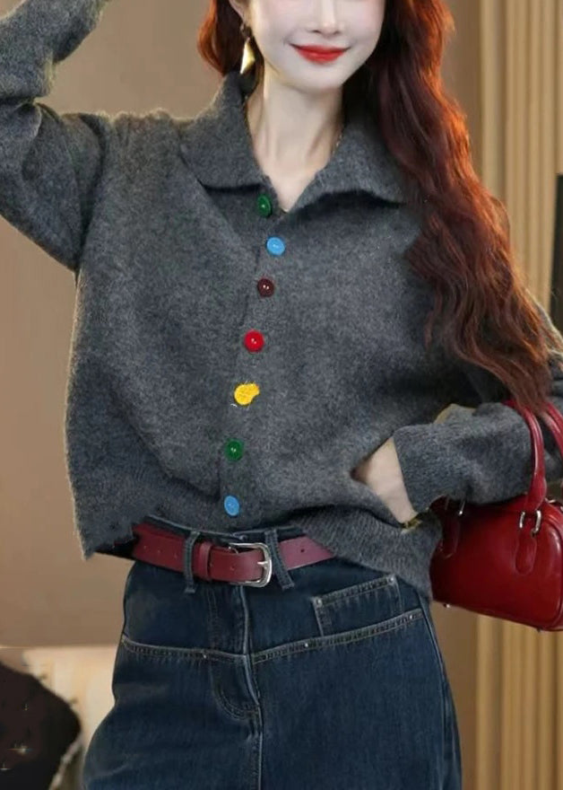 Women Red Turtleneck Button Knit Sweaters Winter