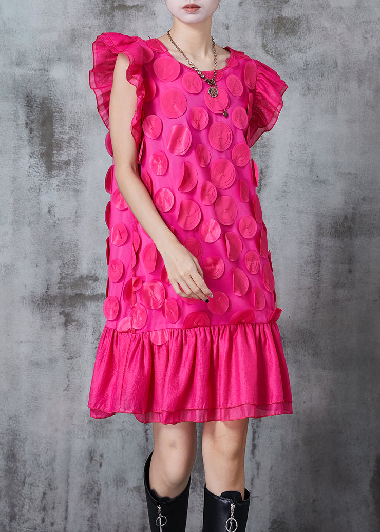 Women Rose Chiffon Party Dresses Butterfly Sleeve