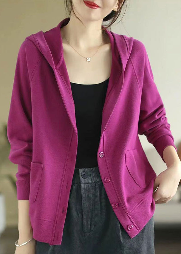 Women Rose Hooded Cotton Coats Spring