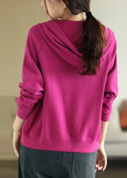 Women Rose Hooded Cotton Coats Spring