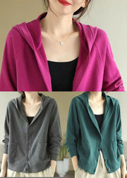 Women Rose Hooded Cotton Coats Spring