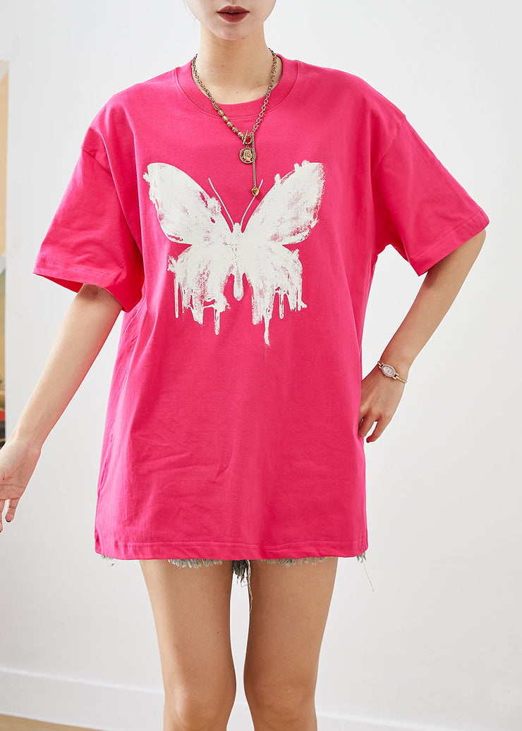 Women Rose Oversized Butterfly Cotton Tank Tops Summer