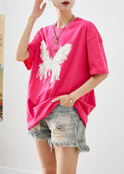 Women Rose Oversized Butterfly Cotton Tank Tops Summer