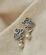 Women Silk Sterling Silver Xiang Yun Drop Earrings