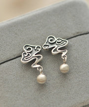 Women Silk Sterling Silver Xiang Yun Drop Earrings