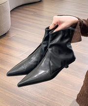 Women Splicing Ankle Boots Khaki Faux Leather Pointed Toe