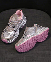 Women Splicing Platform Sport Shoes Pink Breathable Mesh